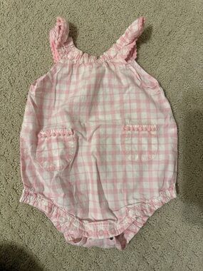Monica + Andy Pink Gingham Baby Romper
